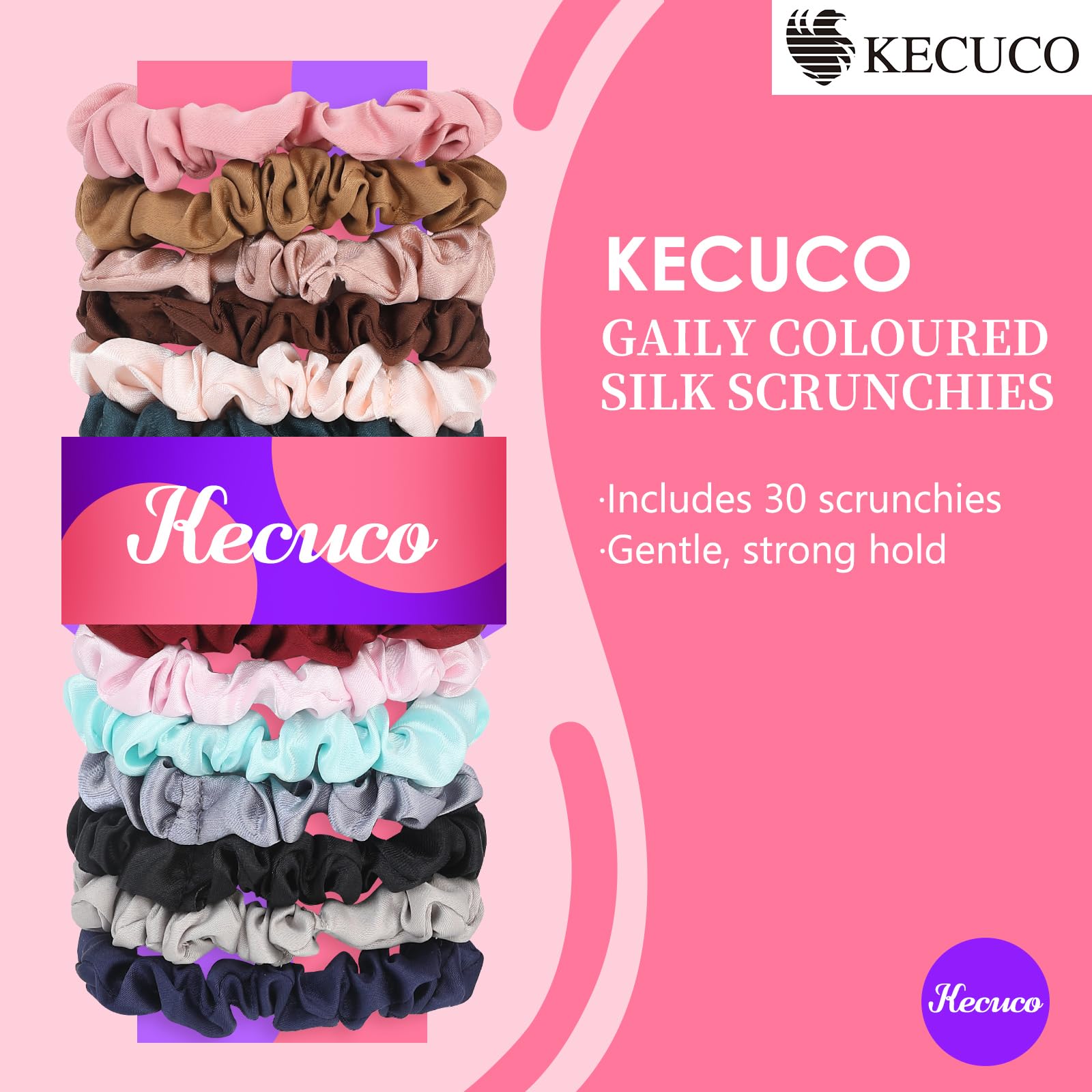 Assorted multicolor mini satin hair ties arranged neatly