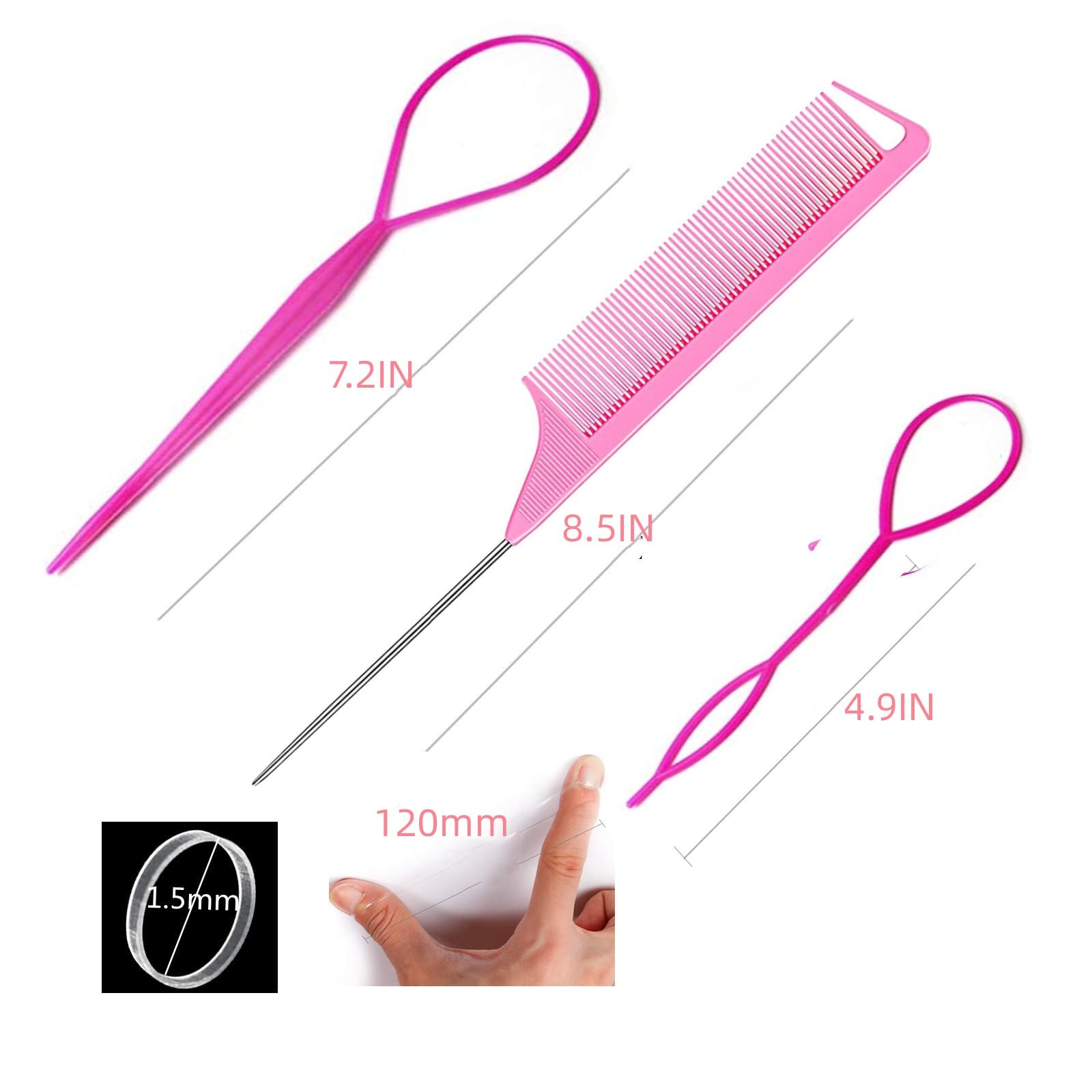 Close up of clear mini elastic hair ties for girls and women on a white background