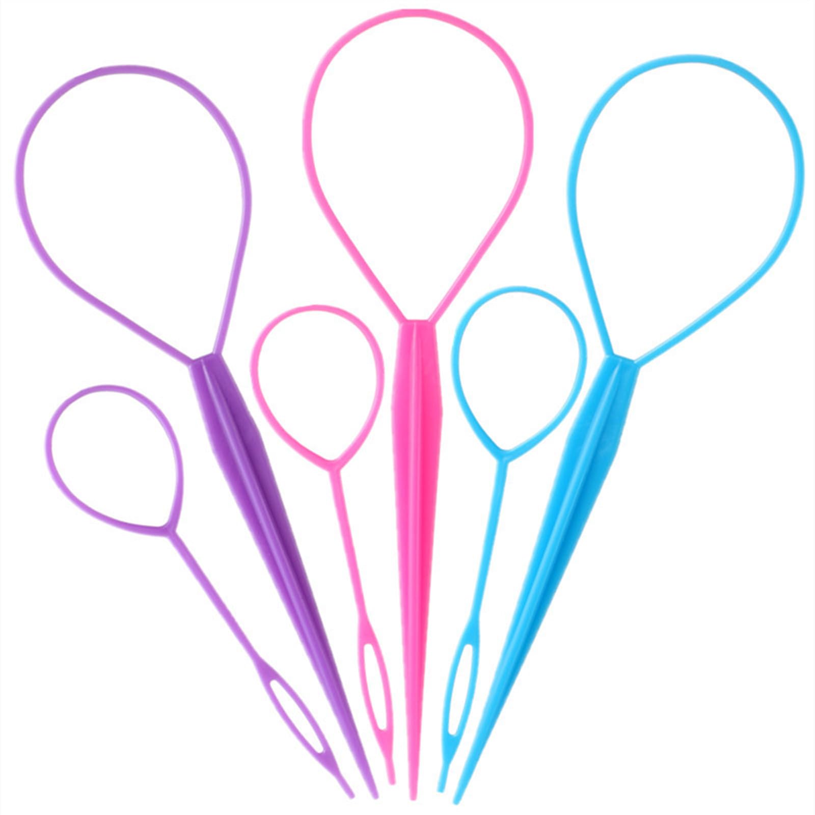 Close up of the flexible plastic loop design on the Aigee hair pull through accessories for women.
