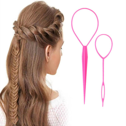 Side angle view of the dual sized Aigee hair loop styling tools highlighting the rounded edges and durable construction.