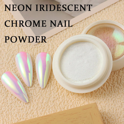 Nail art decoration kit containing chrome powder and tools