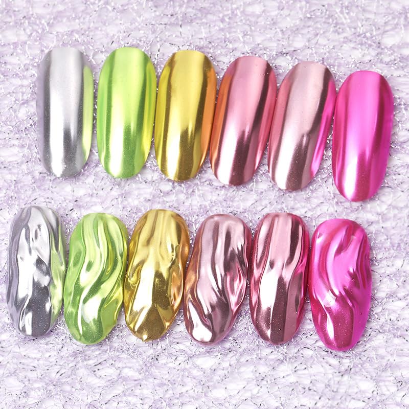 Reflective glossy chrome nail art application demonstration