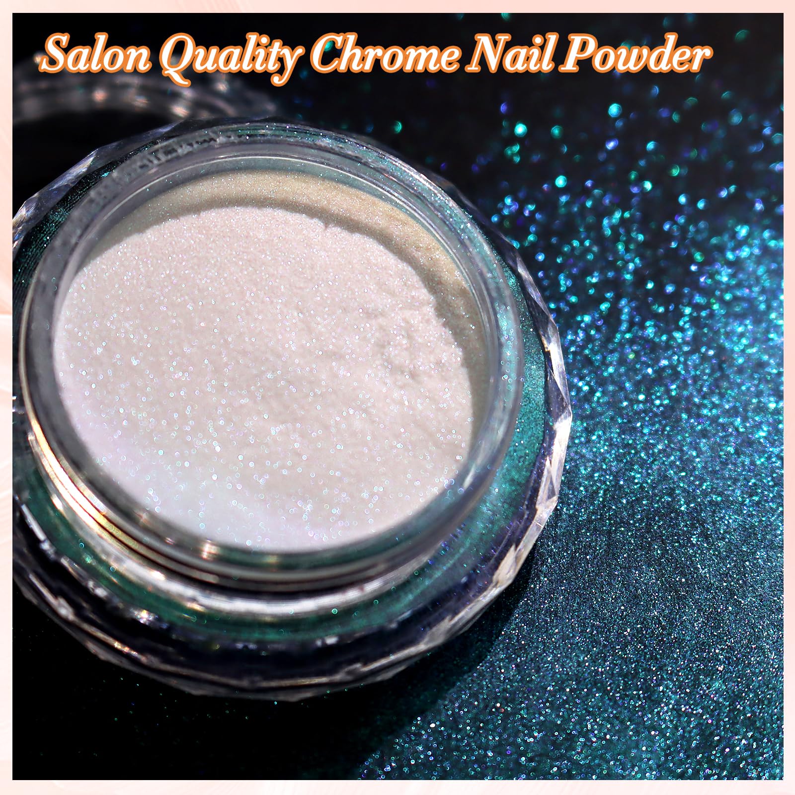 Mermaid effect manicure using Fnnz chrome nail powder