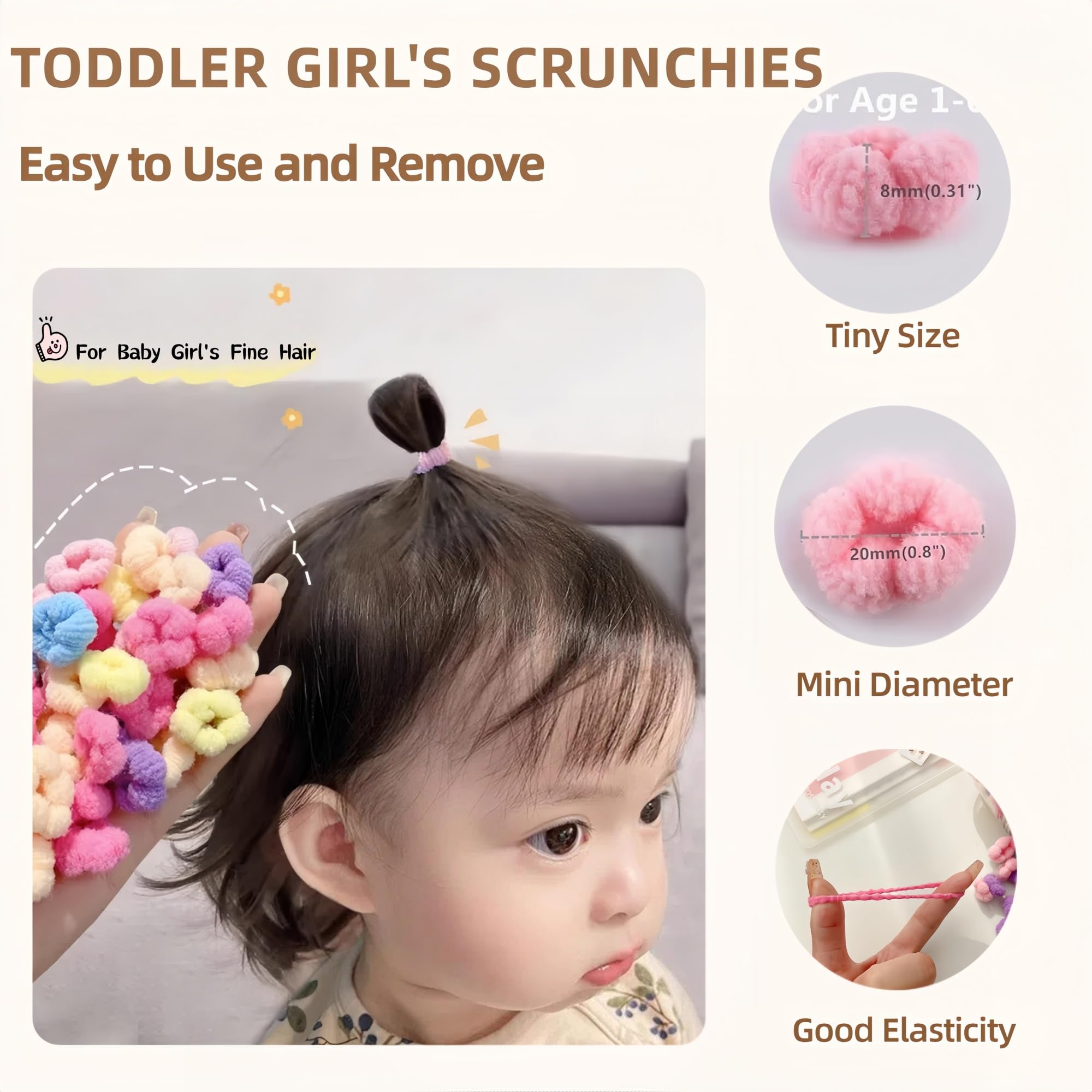 WDGROW mini seamless cotton hair bands for infants and girls.