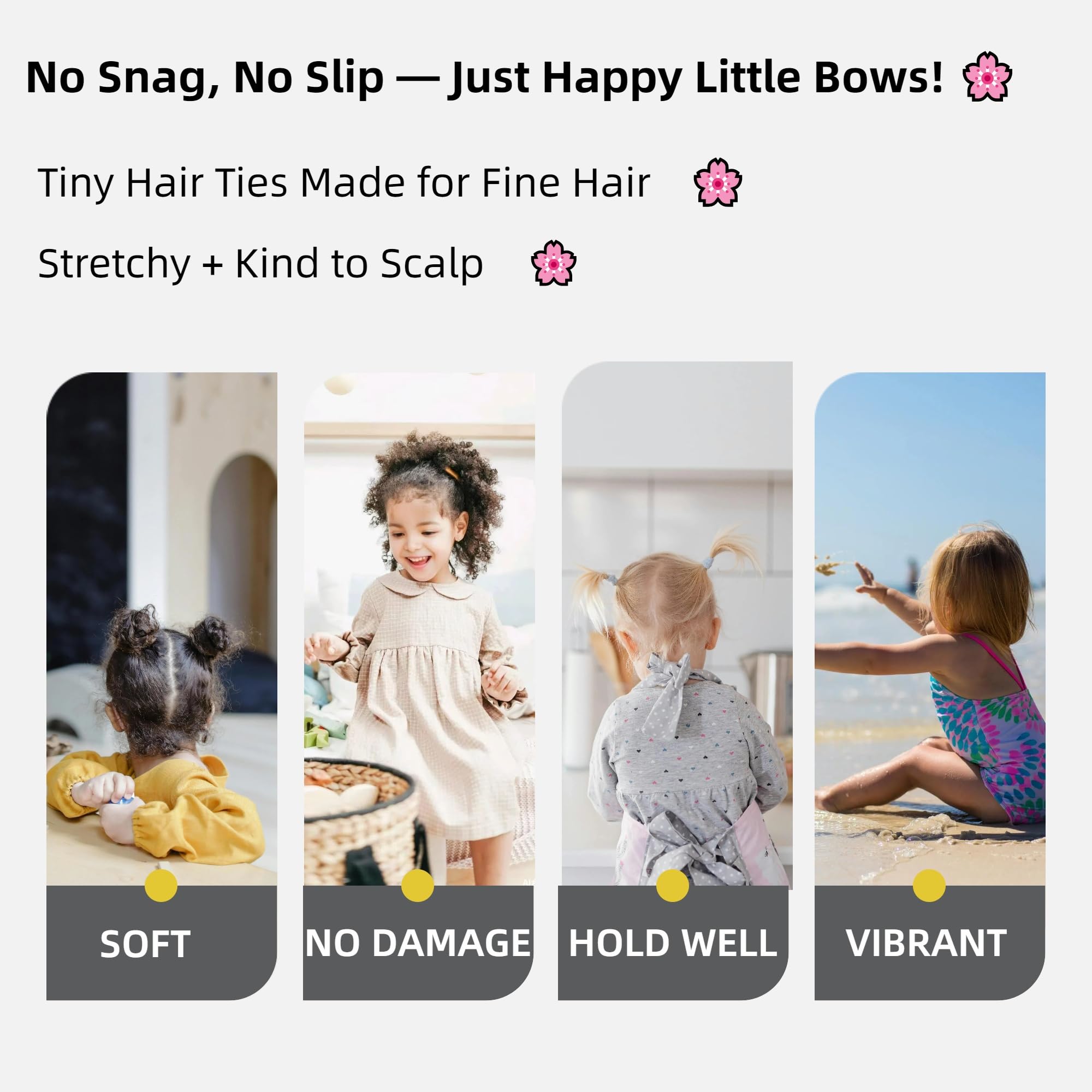 WDGROW no damage toddler hair accessories in a resealable storage pouch.
