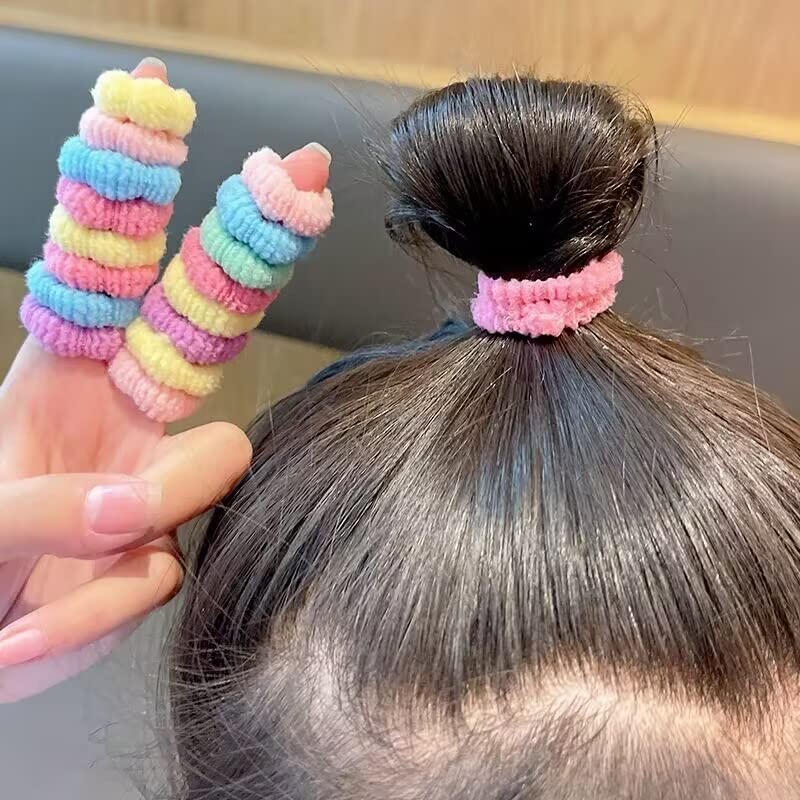 WDGROW ouchless candy colored thin hair ties close up view.