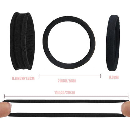 Close up of seamless thick nylon hair bands showing stretchable fabric texture.