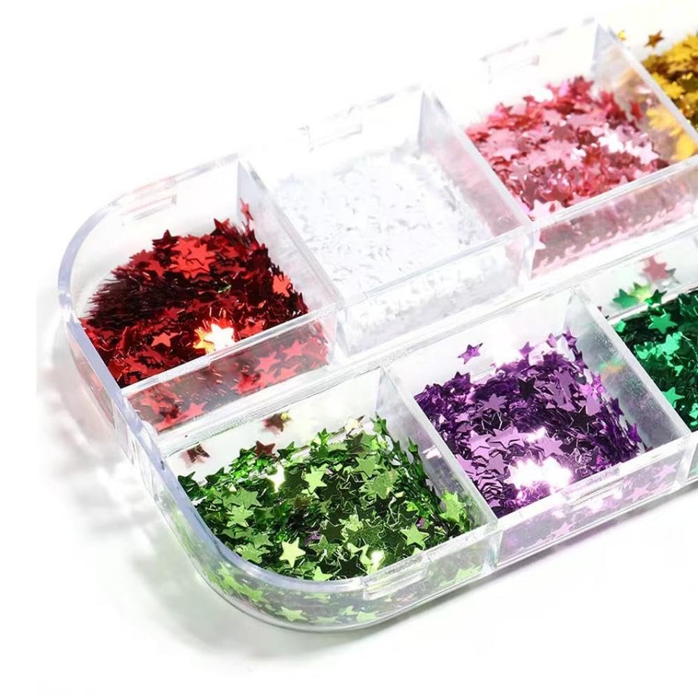 Sparkly shining star nail decals for creative DIY manicure design