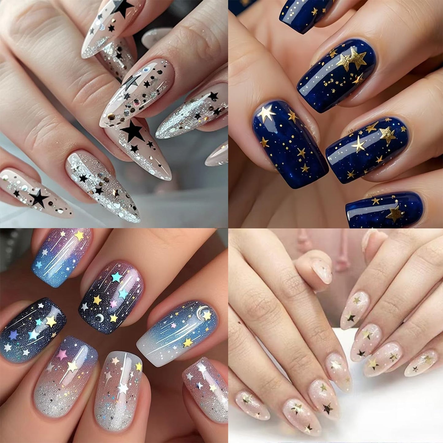 Professional nail art decoration supplies featuring holographic stars