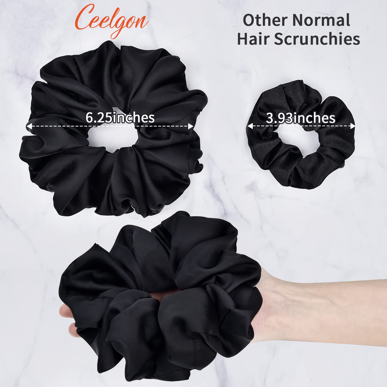 CEELGON oversized silk hair ties six pack presentation