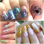 Chameleon holographic nail sequins arranged for manicure design