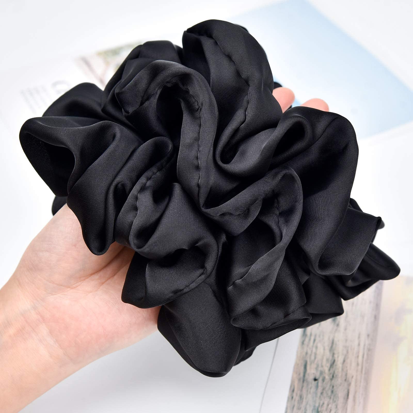 CEELGON black silk scrunchies pack for crease free hairstyling