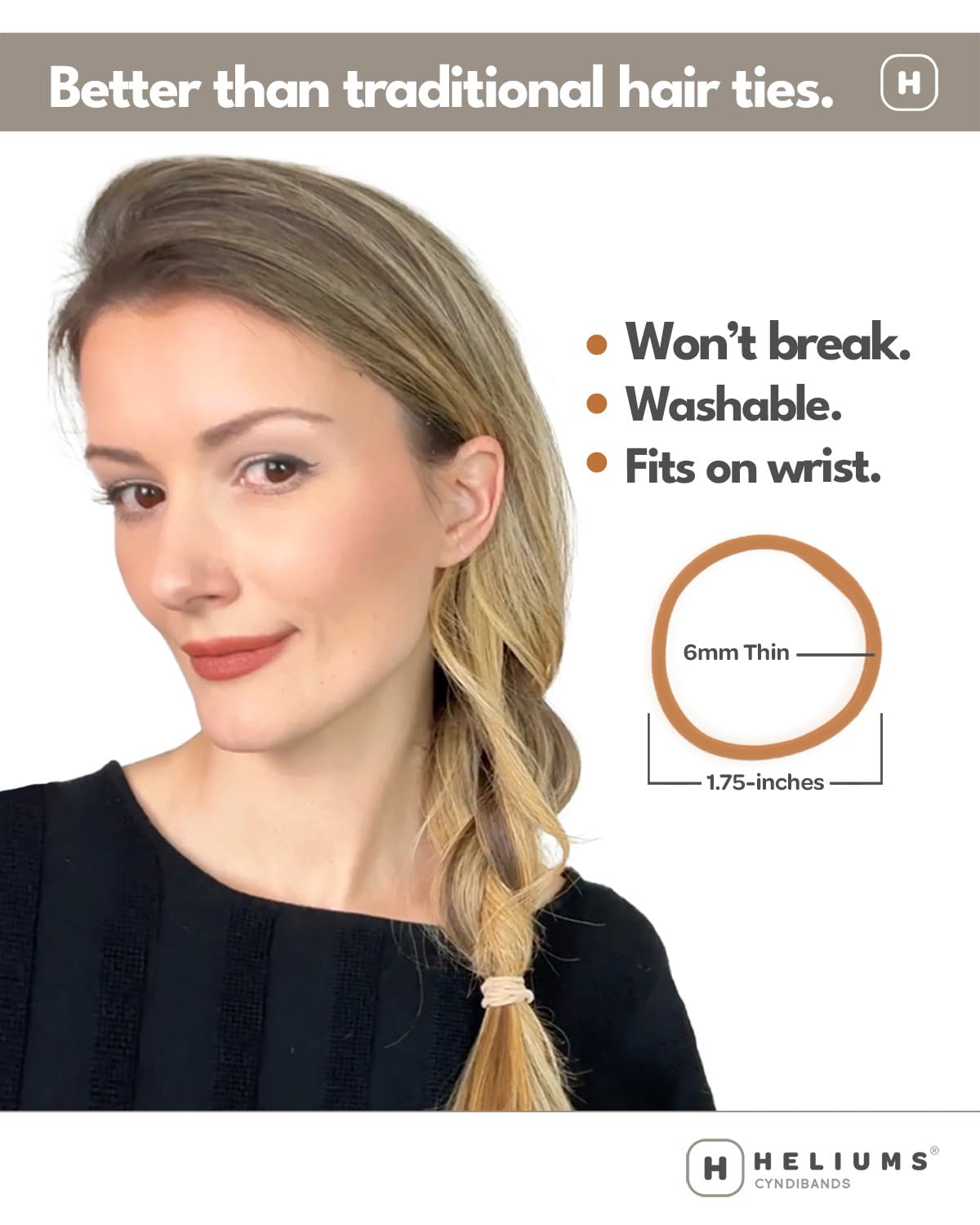 Heliums seamless soft fabric hair bands for thin to normal hair