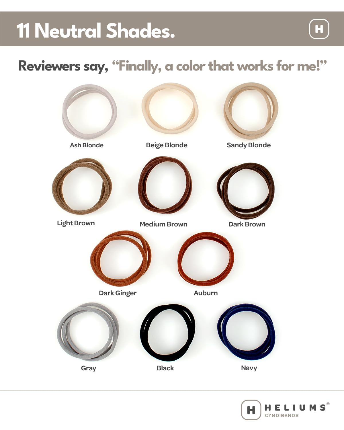 Heliums 1.75 inch medium hold skinny hair ties close up