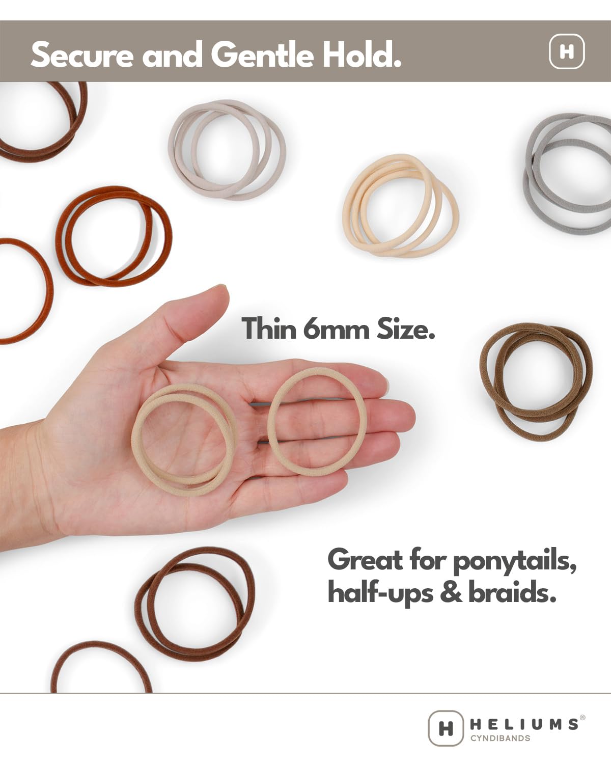 Heliums premium dark brown hair elastics eighteen count pack