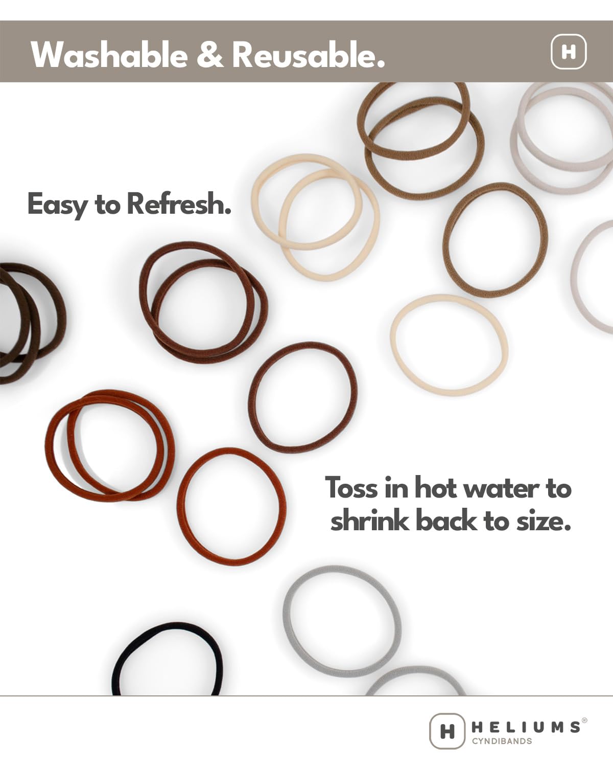 Heliums snag free seamless ponytail holders for brunette hair