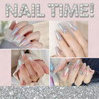 Close-up of white pearl aurora glitter dust for DIY manicures