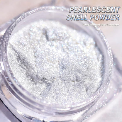 Galaxy and holographic effect of white pearl chrome powder