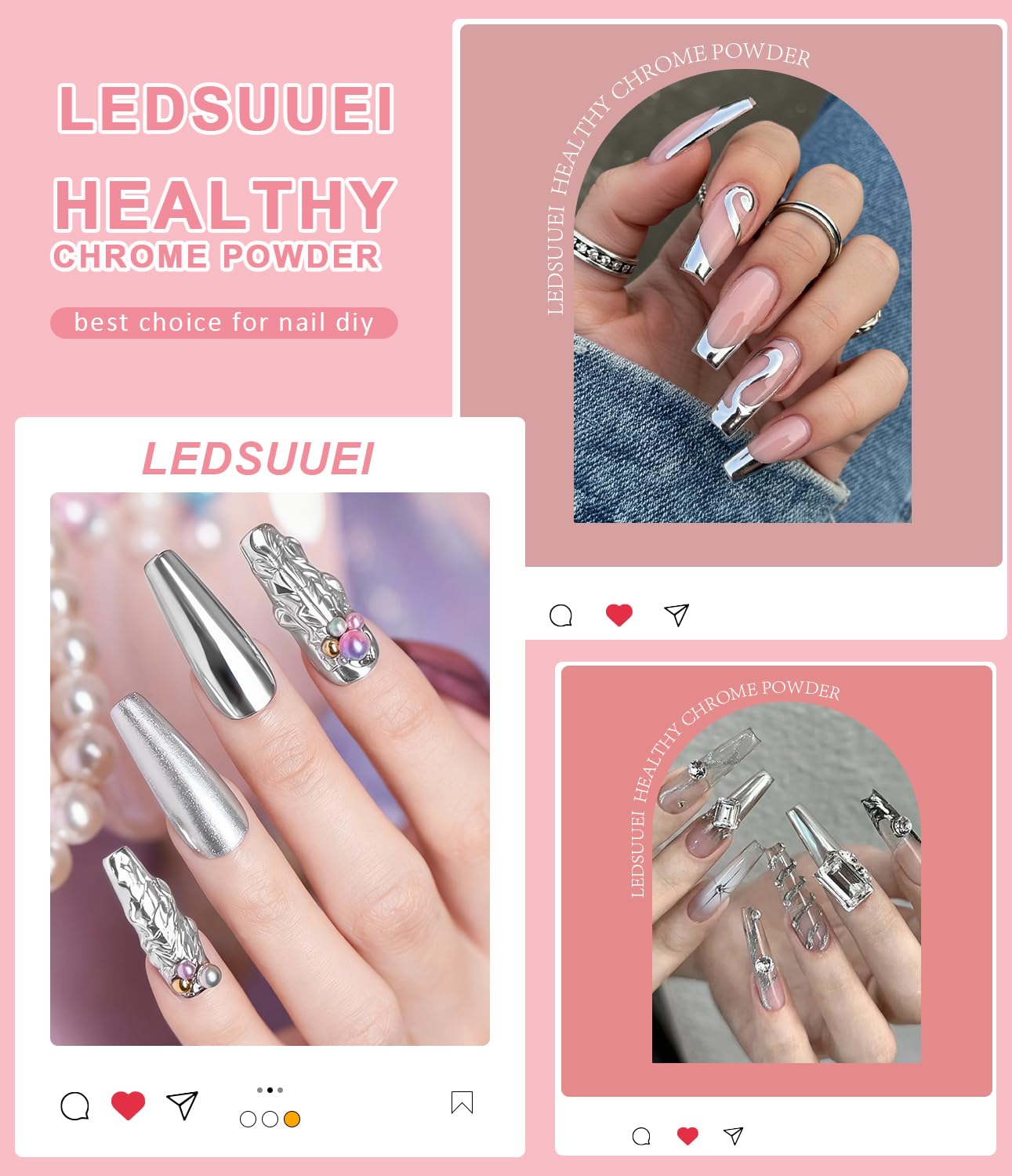 Application of holographic gold chrome powder on nails