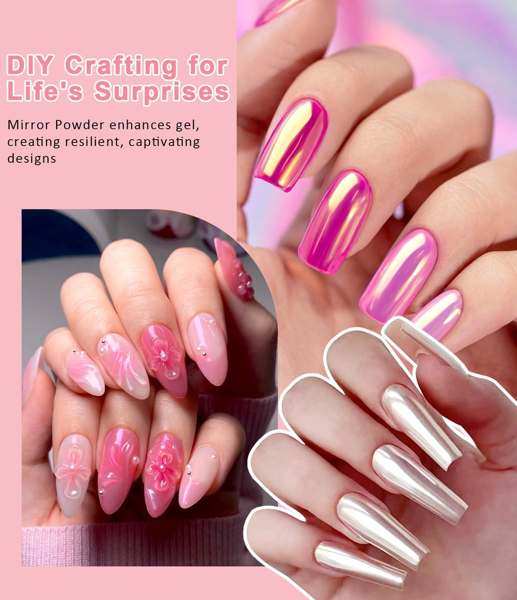 Rose gold and silver mirror effect manicure demonstration