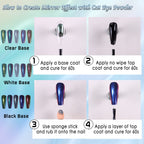 Magnetic cat eye nail art design using Laza pigment dust