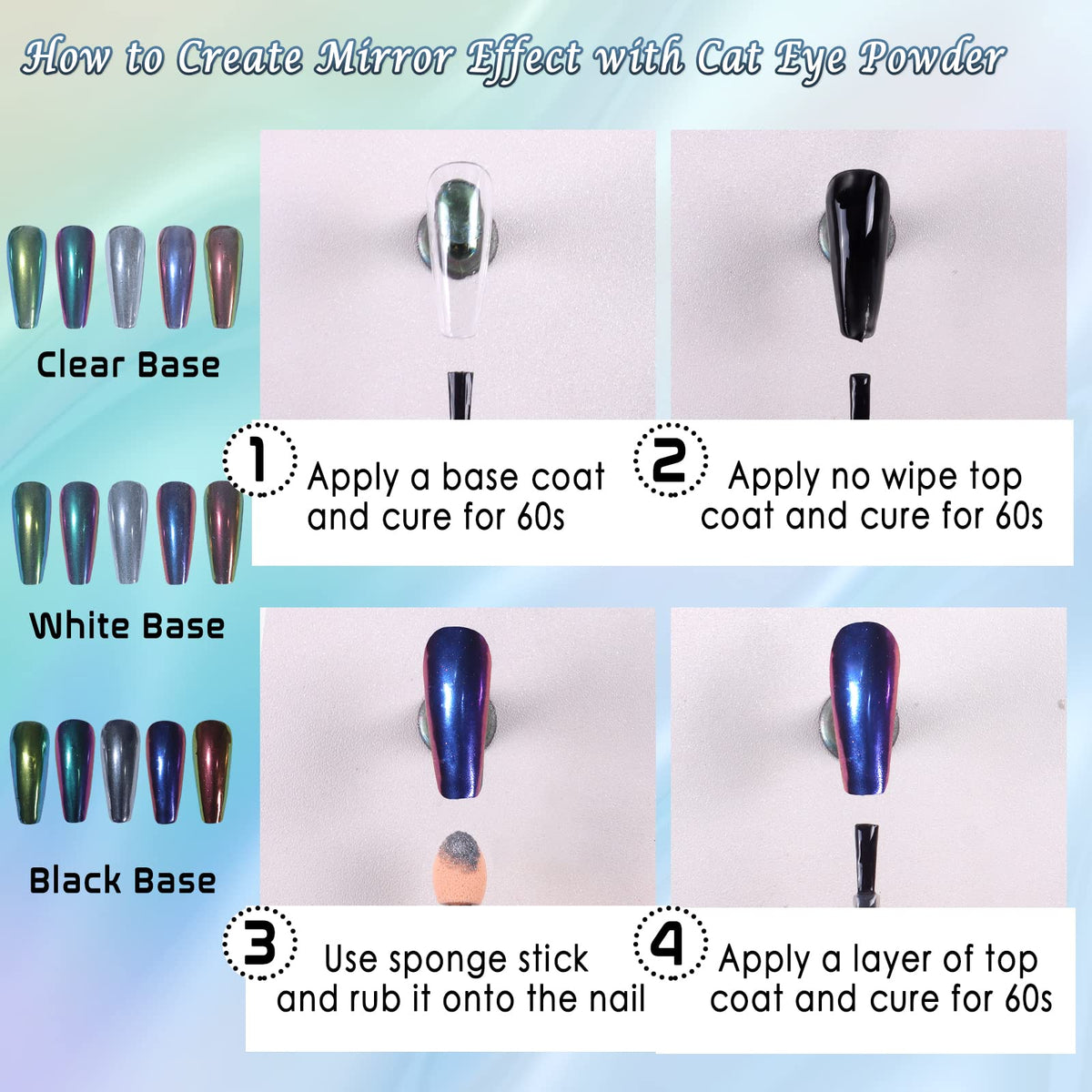 Magnetic cat eye nail art design using Laza pigment dust