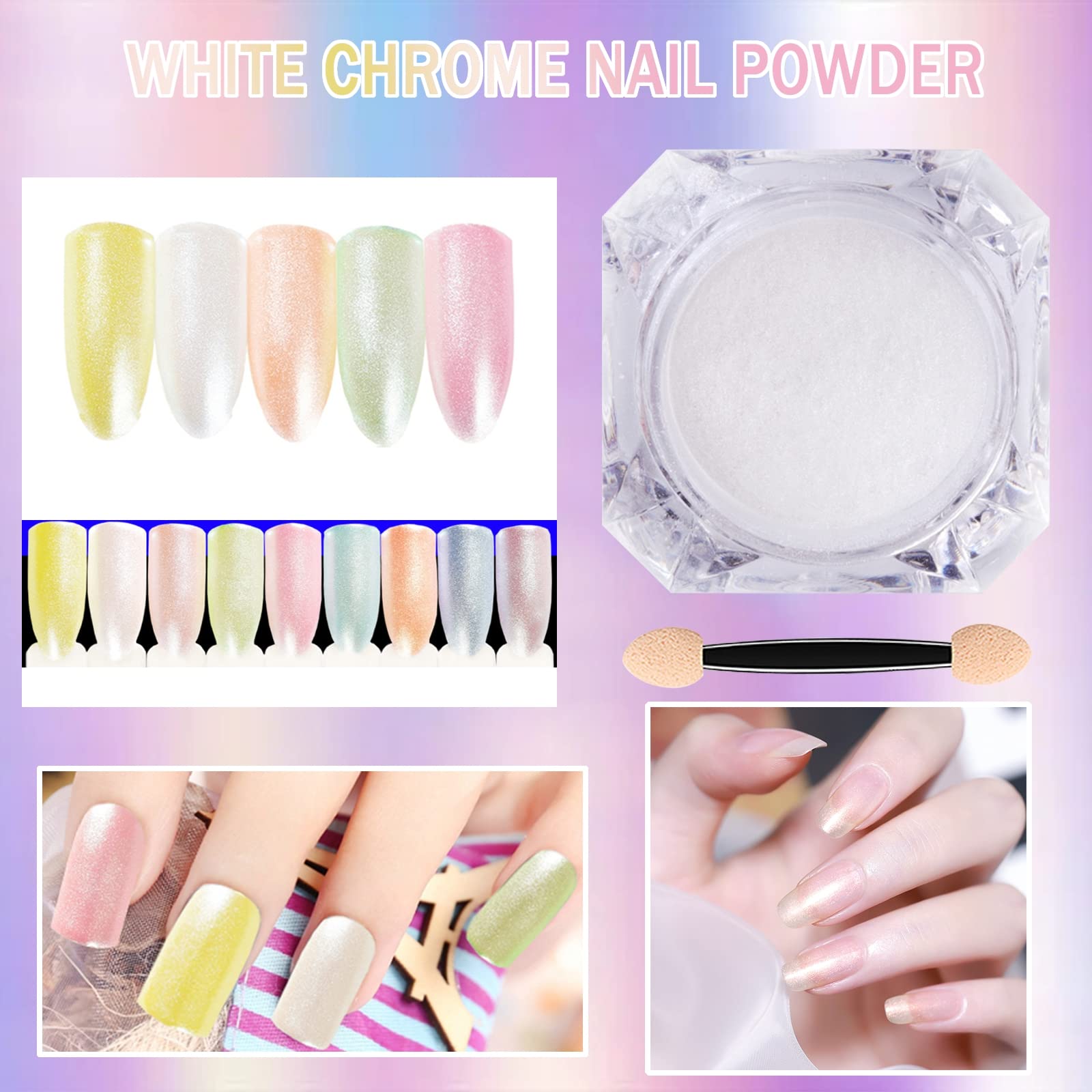 Close up of iridescent pearlescent nail powder texture