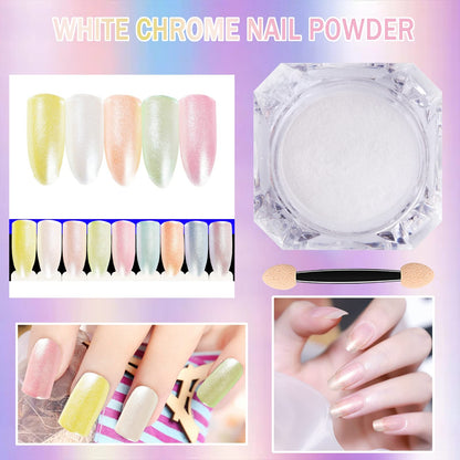 Close up of iridescent pearlescent nail powder texture