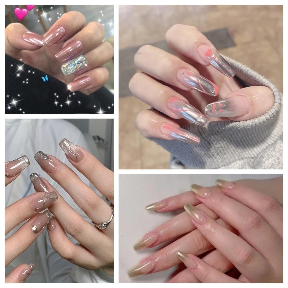 Set of 6 jars of metallic mirror nail chrome powders