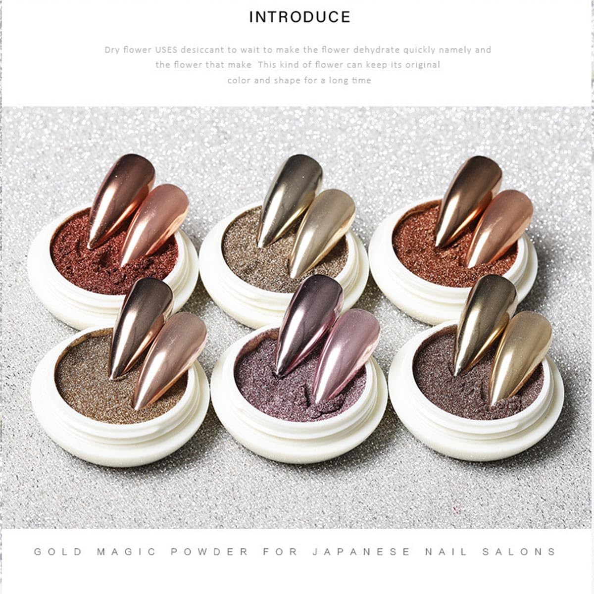 Application of mirror effect chrome powder on gel nails