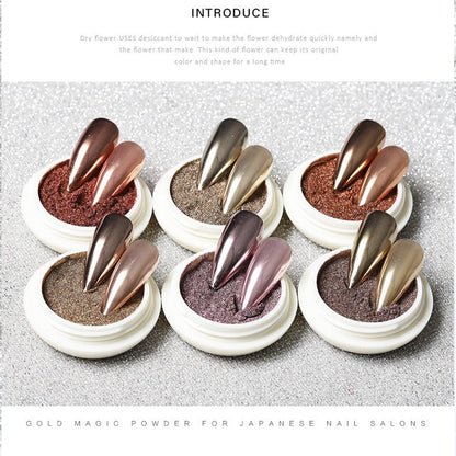 Application of mirror effect chrome powder on gel nails