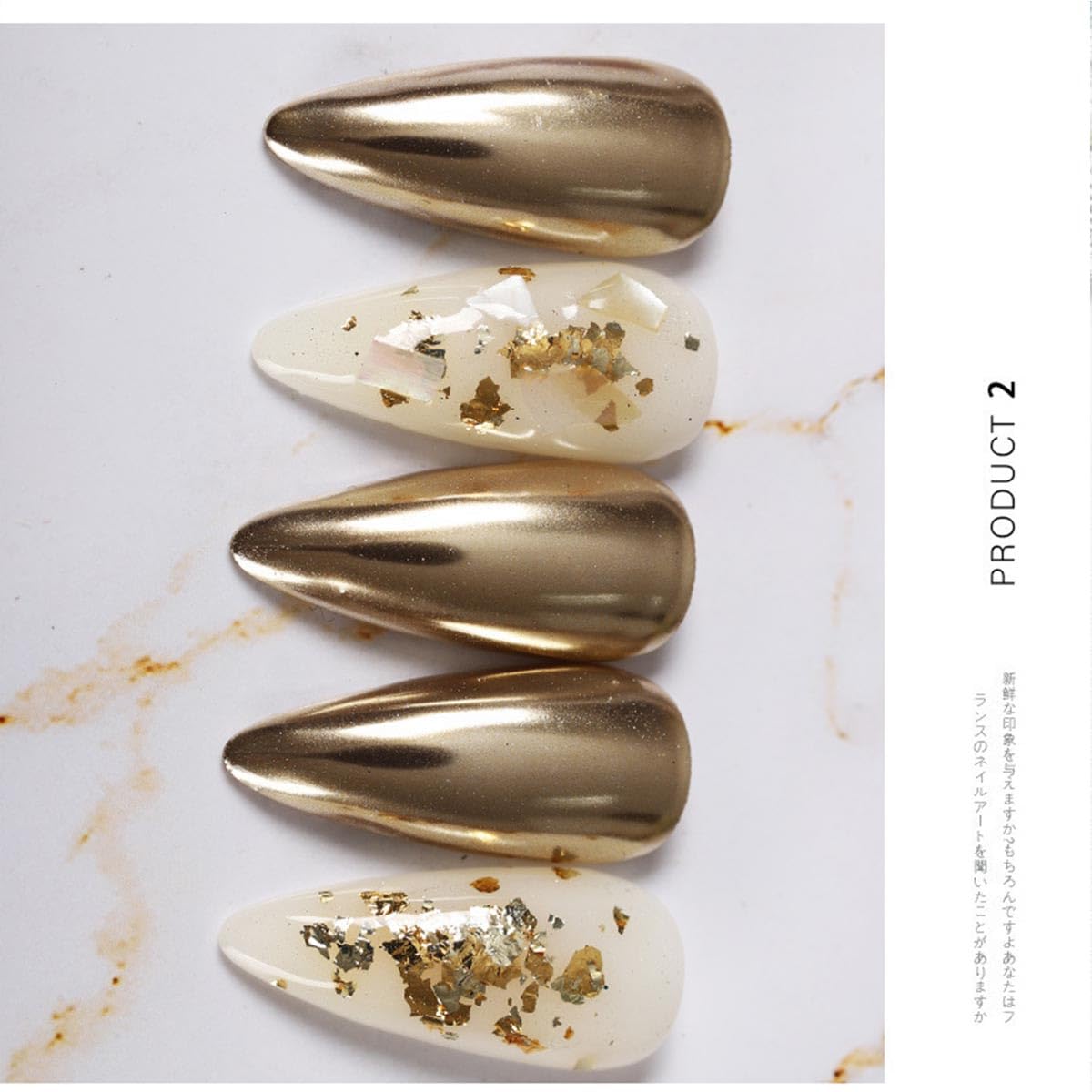 Professional nail art manicure using Gzmayuen chrome pigments