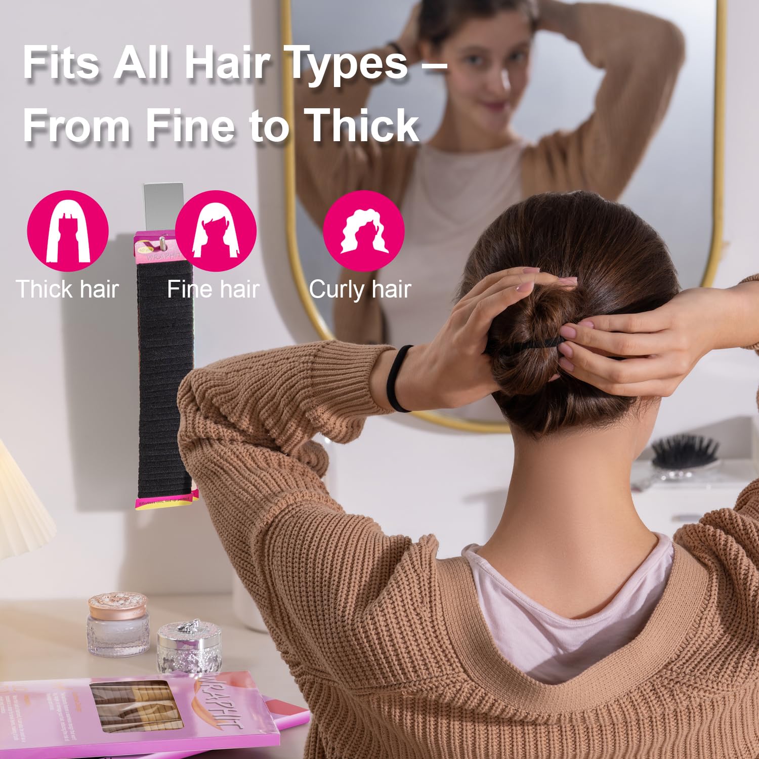 Wraphit damage free hair ties worn as a comfortable wrist bracelet accessory