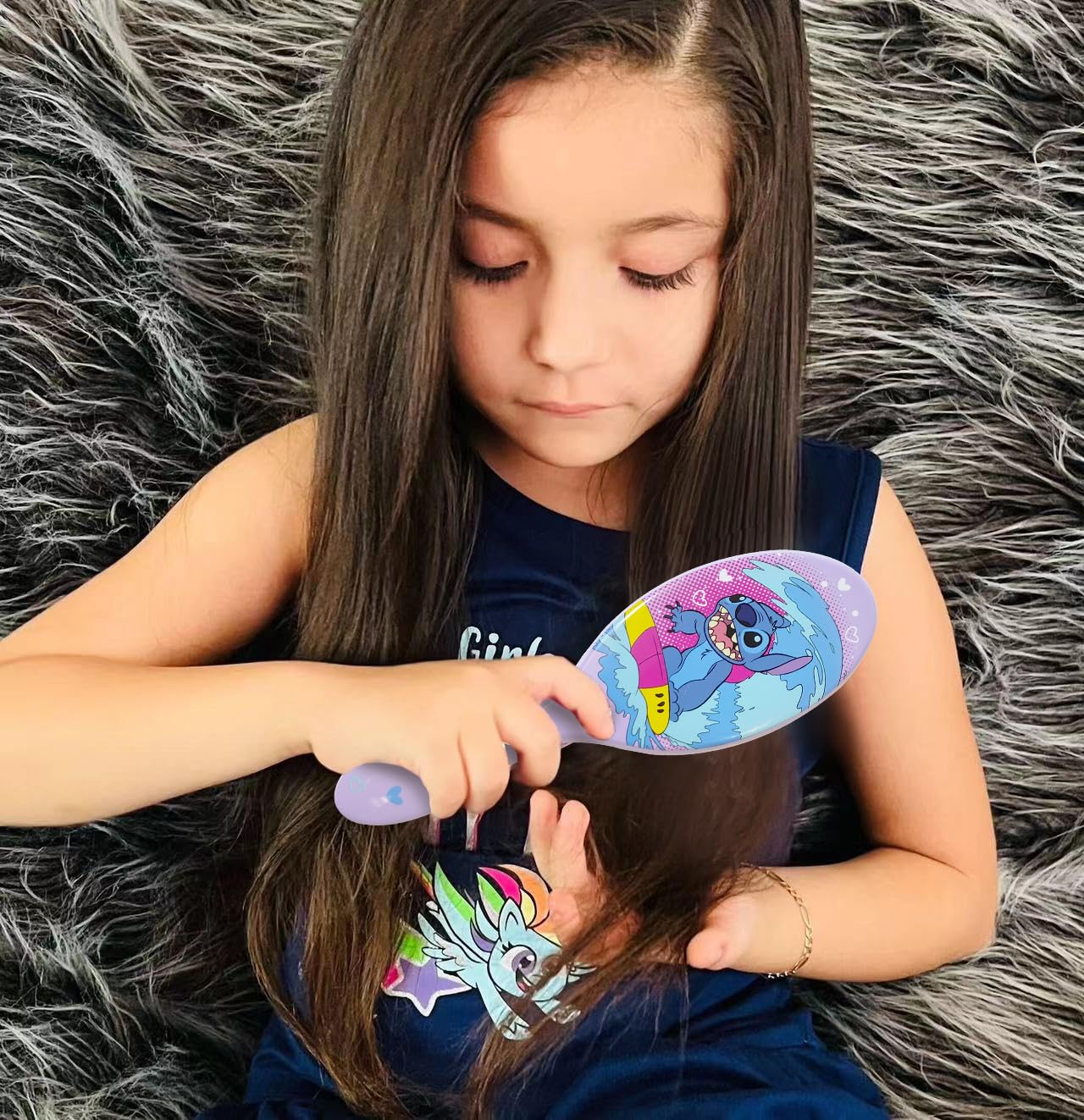 Four multicolor silk feel large kids scrunchies from LUV HER Stitch set