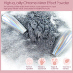Close up of white pearl chrome nail powder pigment dust