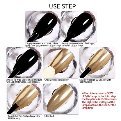 Professional nail art kit with mirror chrome dust