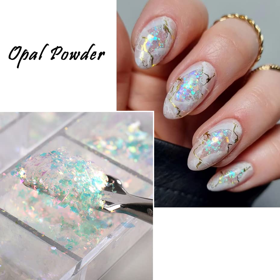 Gradient nail art design using holographic ice slag sequins