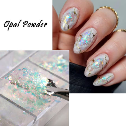 Gradient nail art design using holographic ice slag sequins