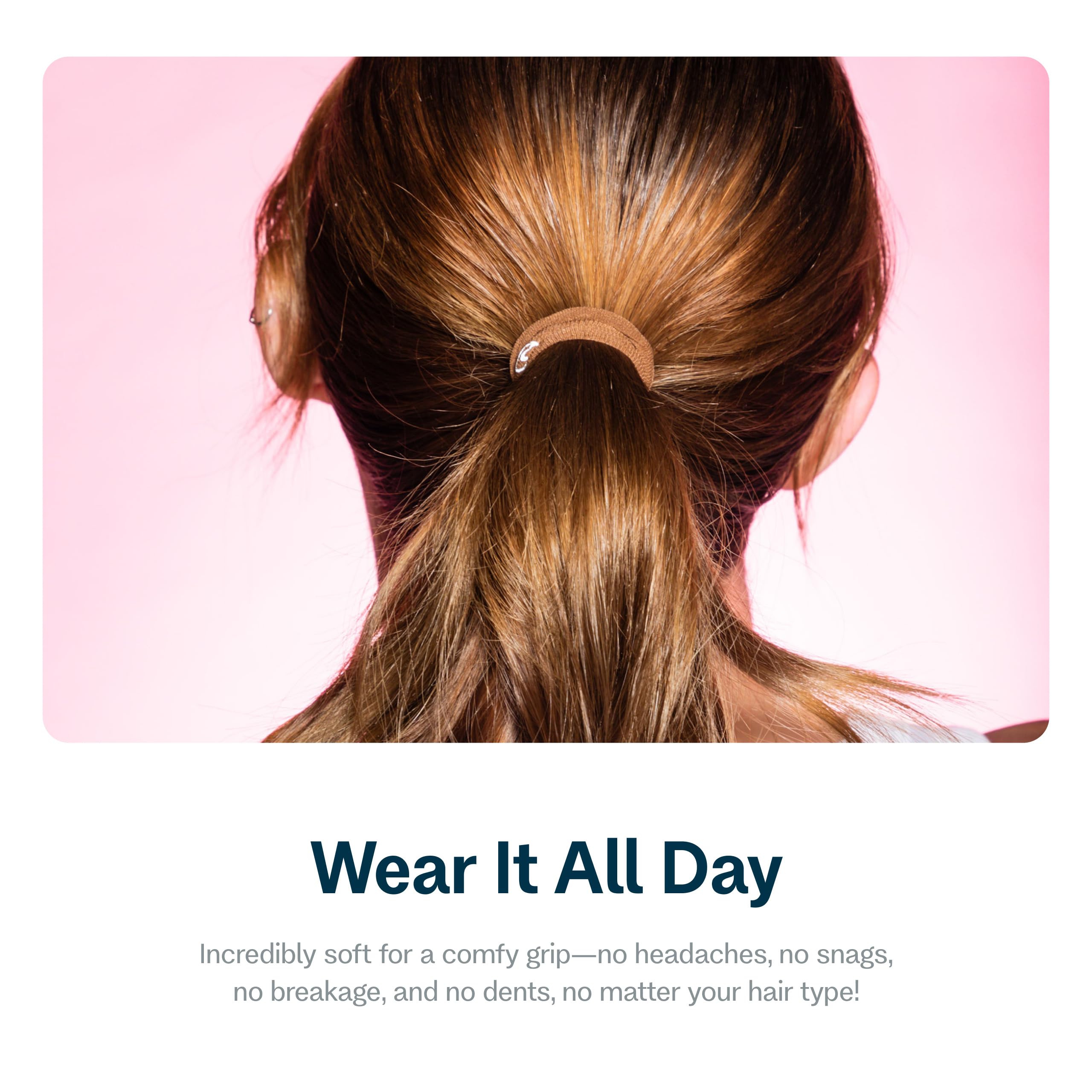 Gimme Beauty gentle grip hair bands showing the light brown neutral color