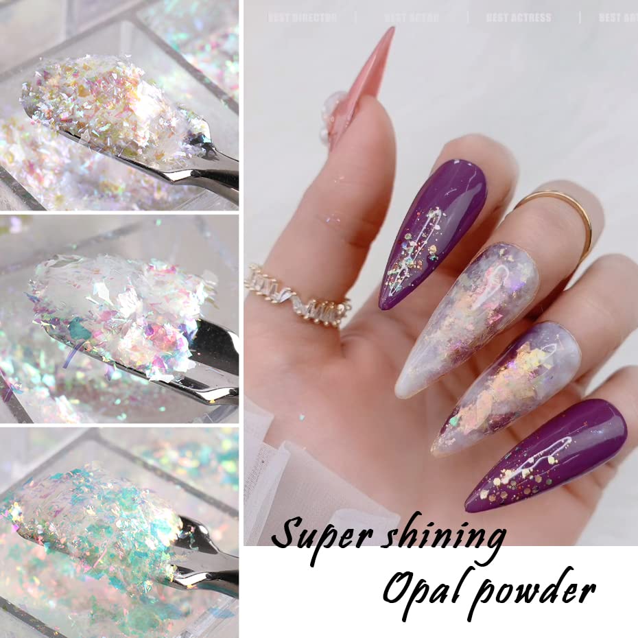 Collection of colorful star and mermaid nail art paillettes