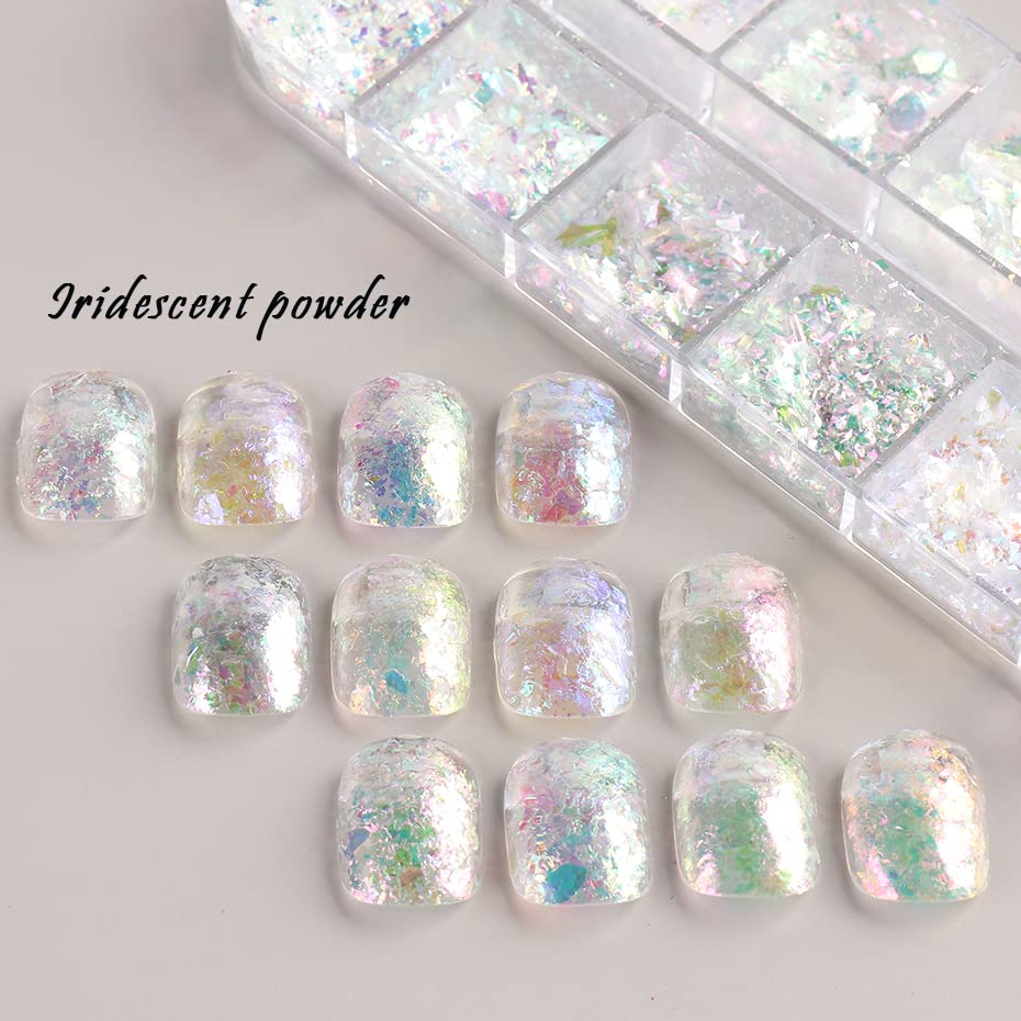 Professional nail technician using 12 grid glitter set