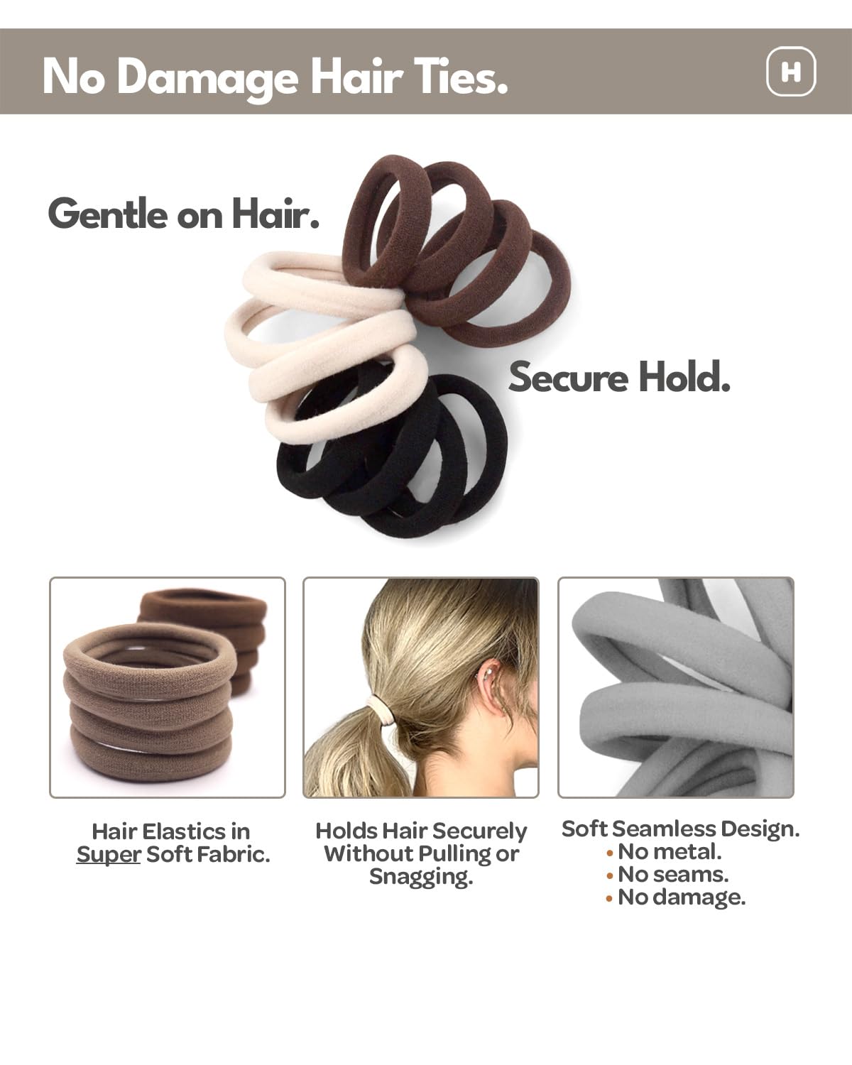 Cyndibands cream ponytail holders close up elastic texture