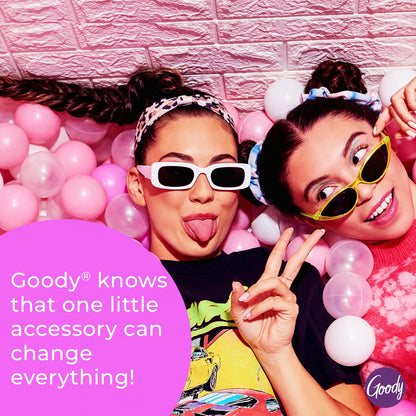 Goody Ouchless Forever reusable black hair bands showing the convenient clear resealable storage pouch.
