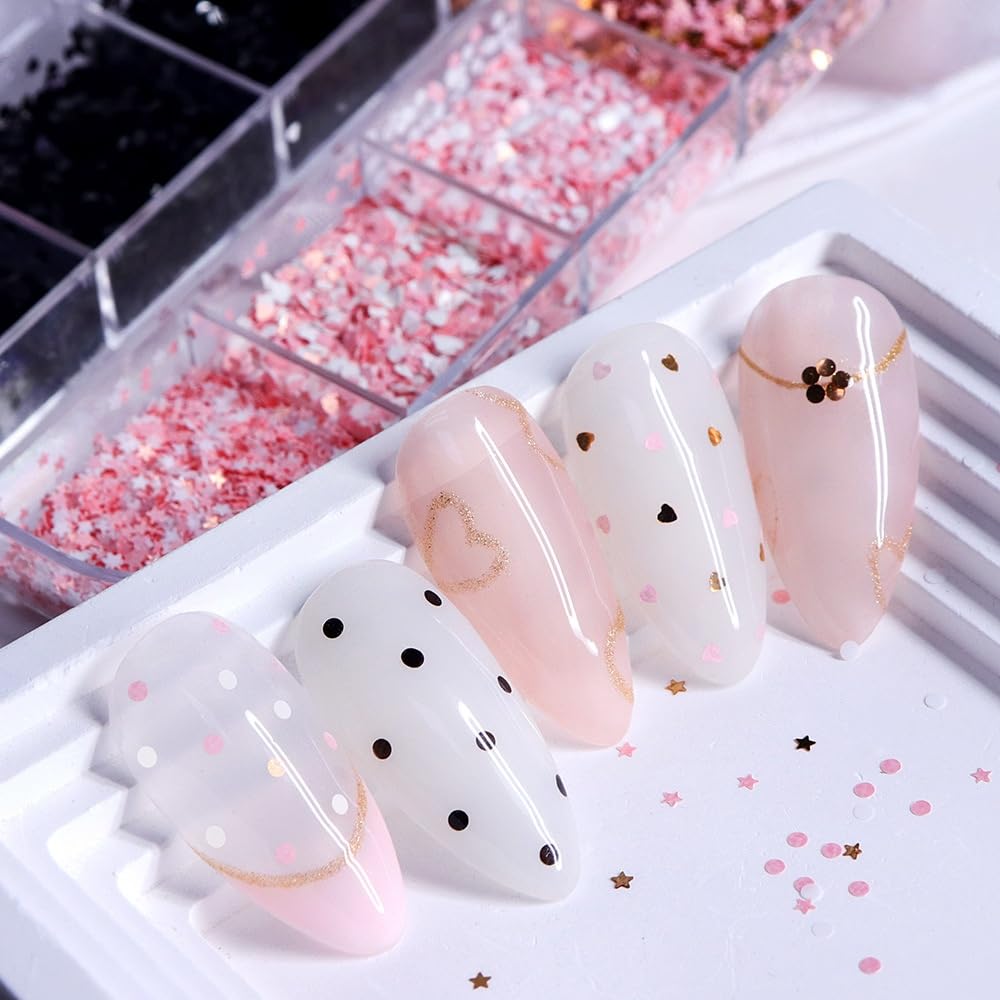 Top view of nail art glitter palette for acrylic nails
