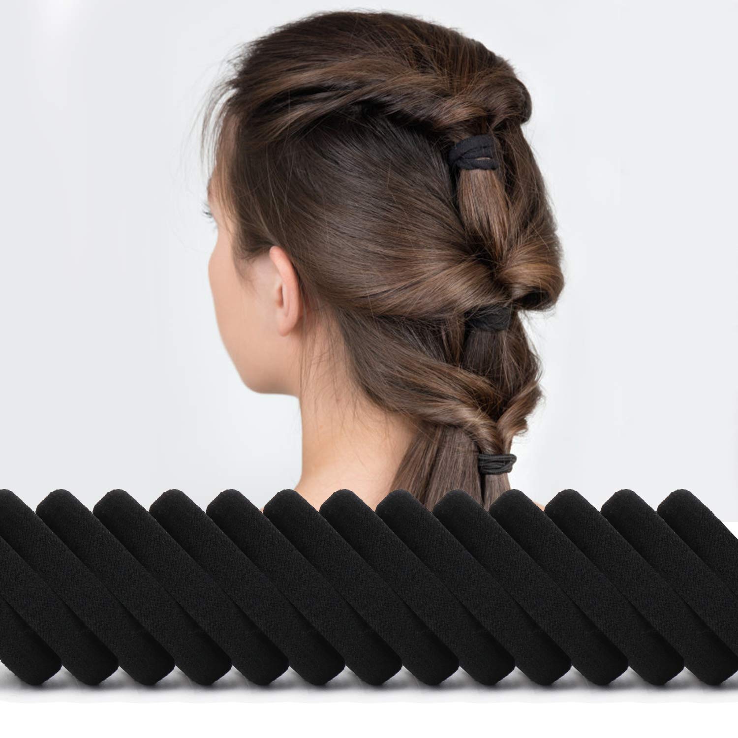Texture detail of the soft cotton exterior material on the BAOLI damage free ponytail holders