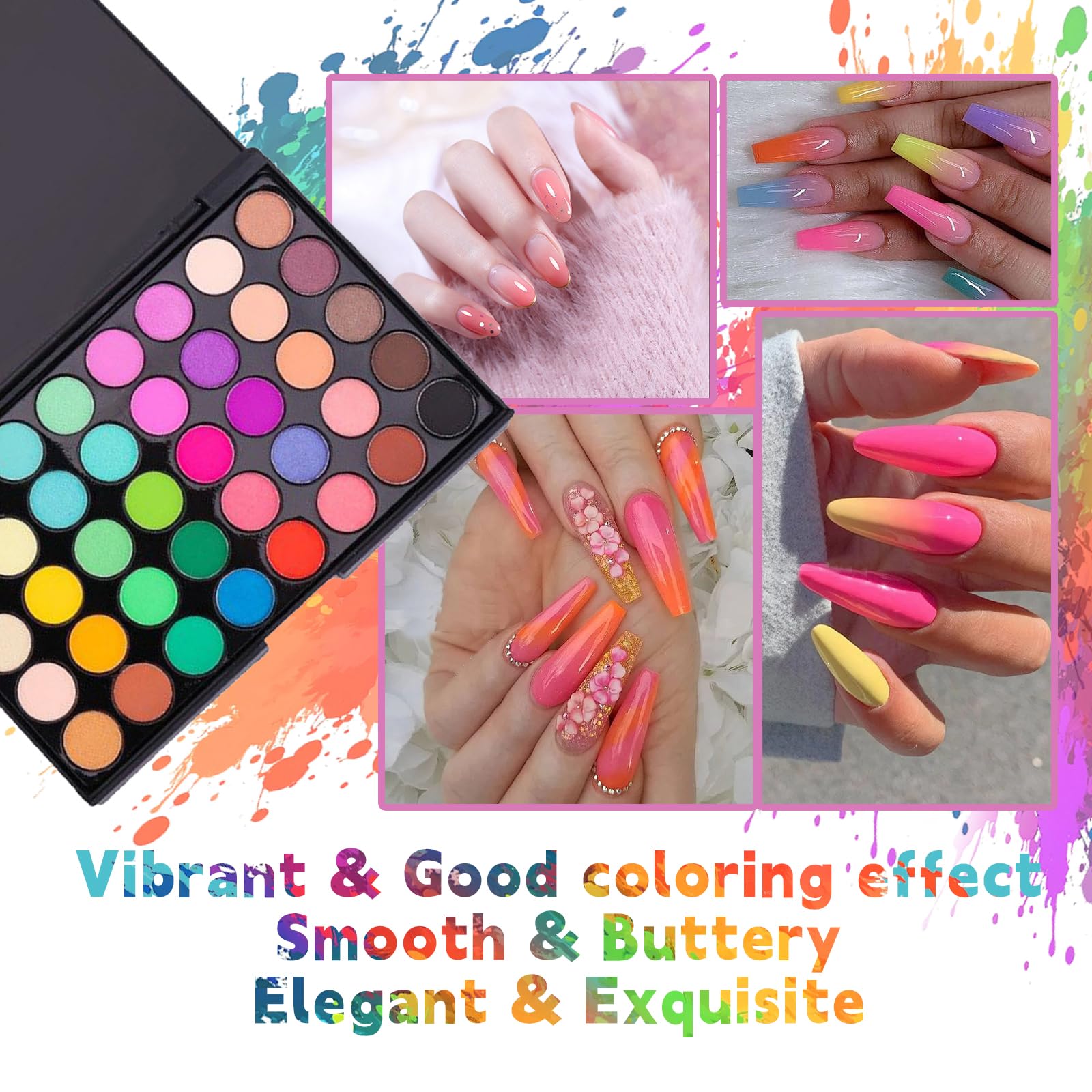 Professional nail art gradient created with Colayerist powder