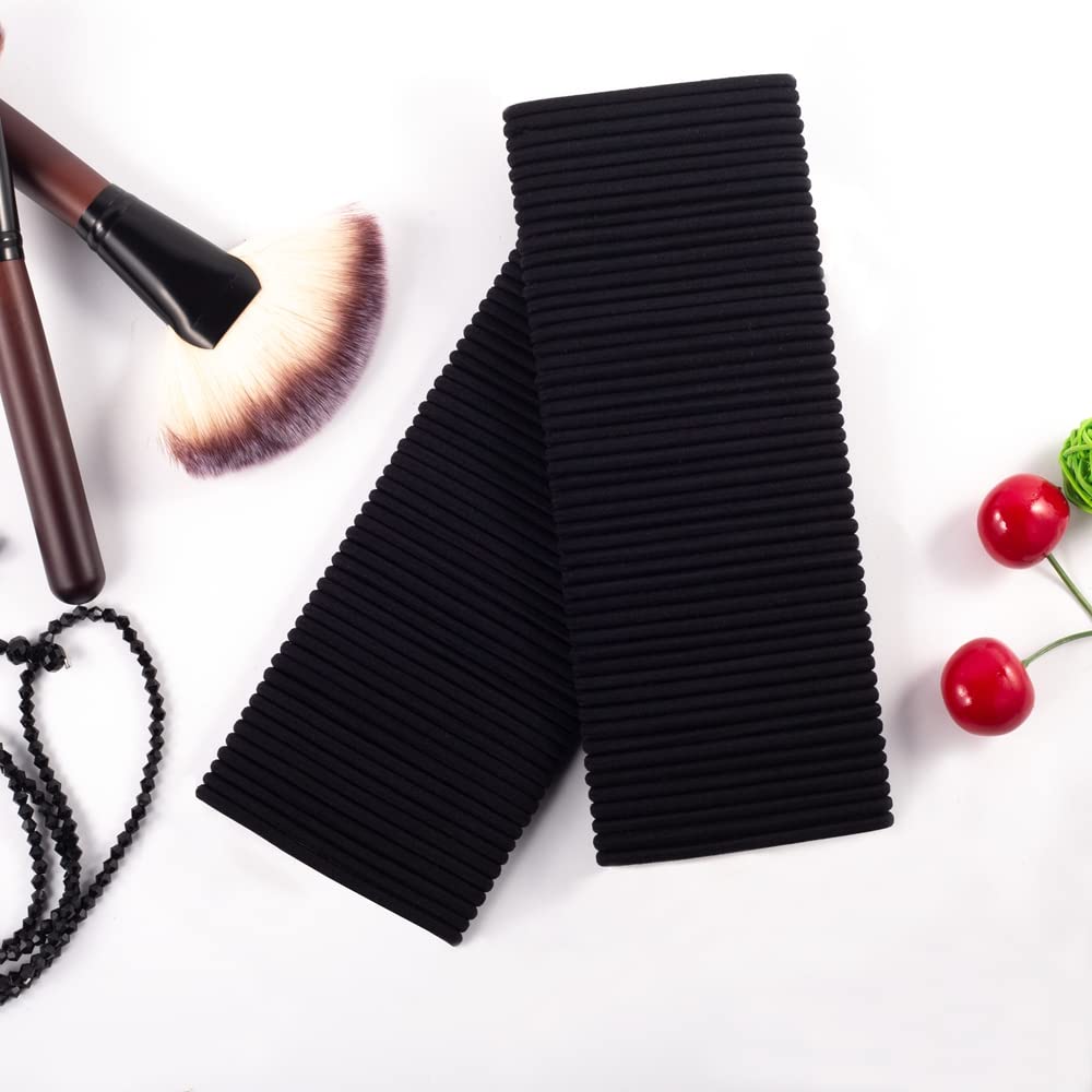 Bulk pack of one hundred pieces of ouchless black rubber bands for medium hair
