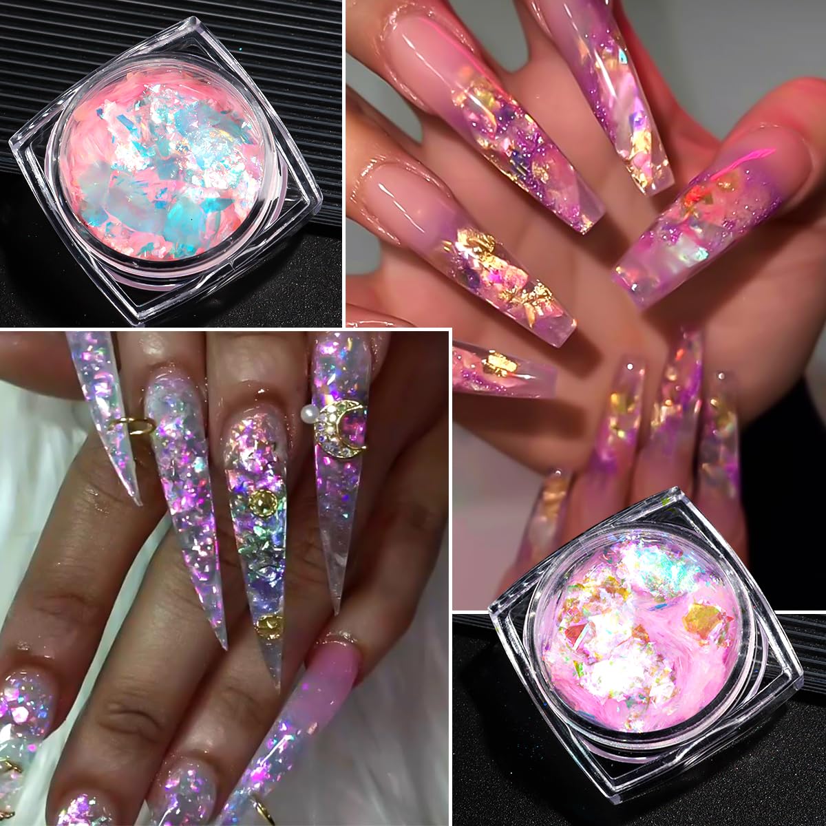 Ultra-thin mermaid nail glitter flakes texture