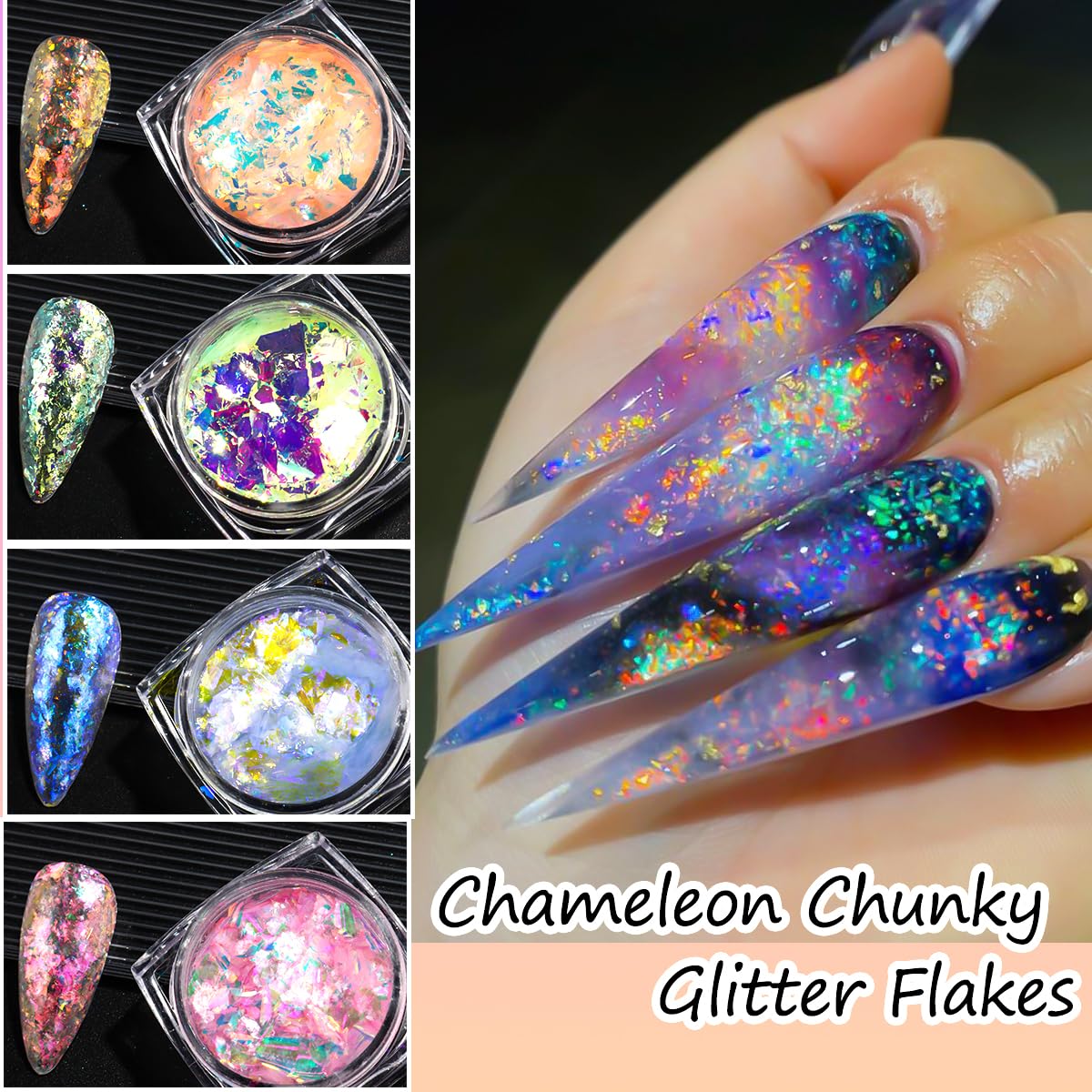 Applying chameleon flakes with sponge stick applicator