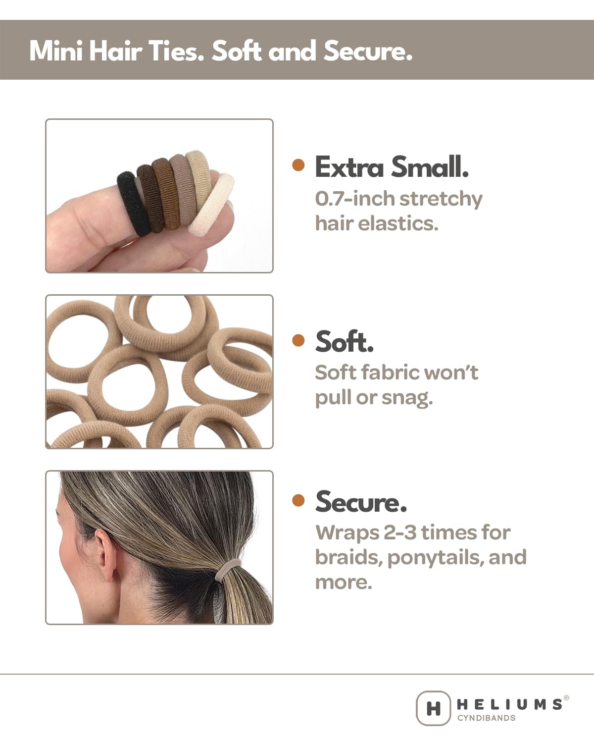 Heliums mini seamless no damage hair bands color assortment